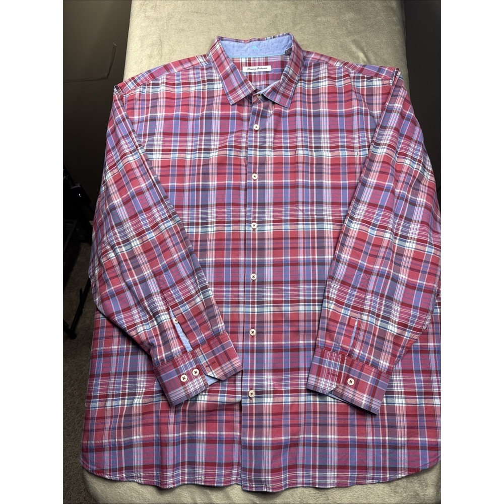Tommy Bahama Button Up Shirt‎ NWOT Sail Red Purple Plaid to Meet You Size 3XLB